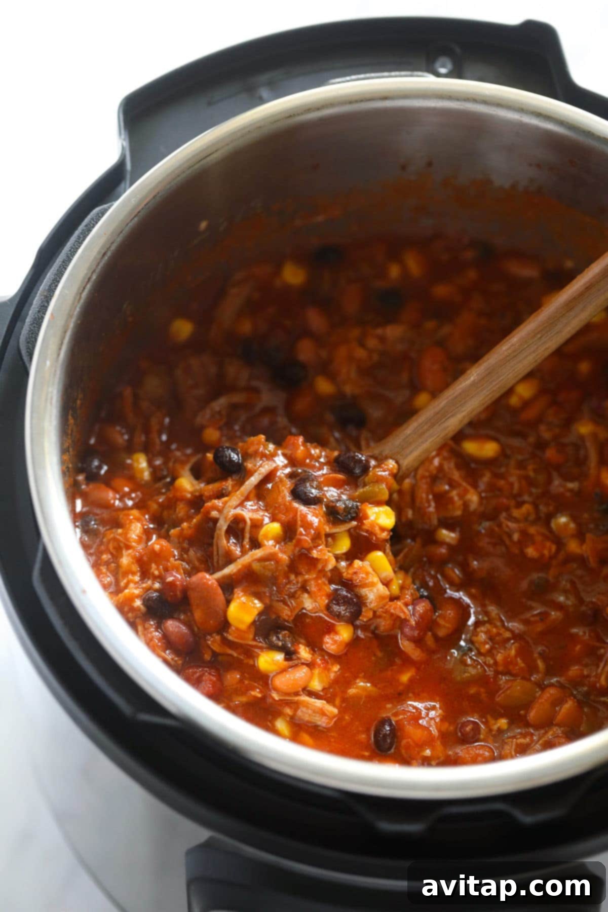 Delicious Instant Pot chili in a bowl
