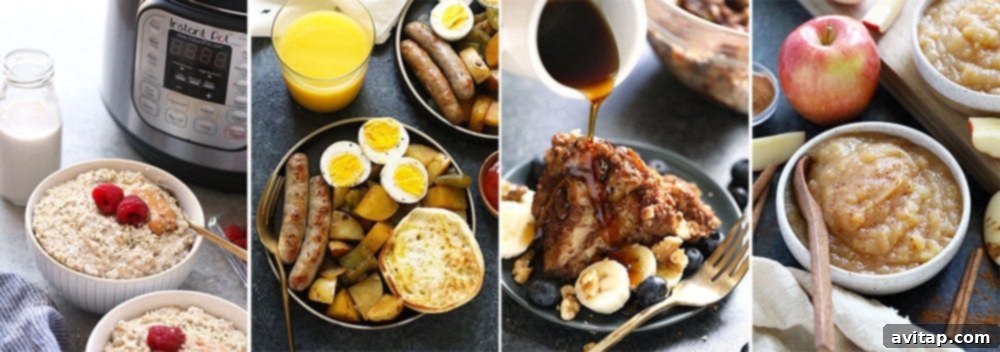 A collage of various healthy Instant Pot breakfast recipes