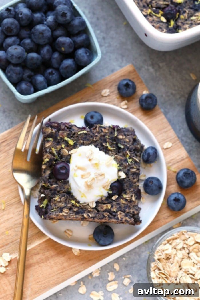 Lemon Blueberry Vegan Baked Oatmeal - a delicious and healthy spring breakfast idea