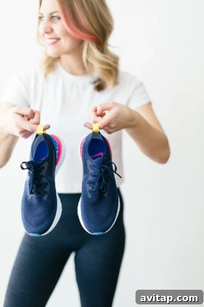 Gym, Partner, and Nike Epic React: A Personal Reflection 3 Close up of a woman's feet in Nike Epic React running shoes, showcasing the sleek design and React foam sole.
