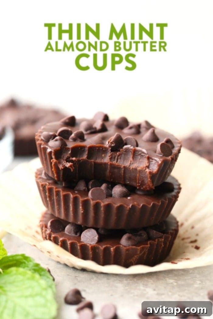 Mint Chocolate Almond Butter Cups 2 Delicious Thin Mint Almond Butter Cups arranged on a platter