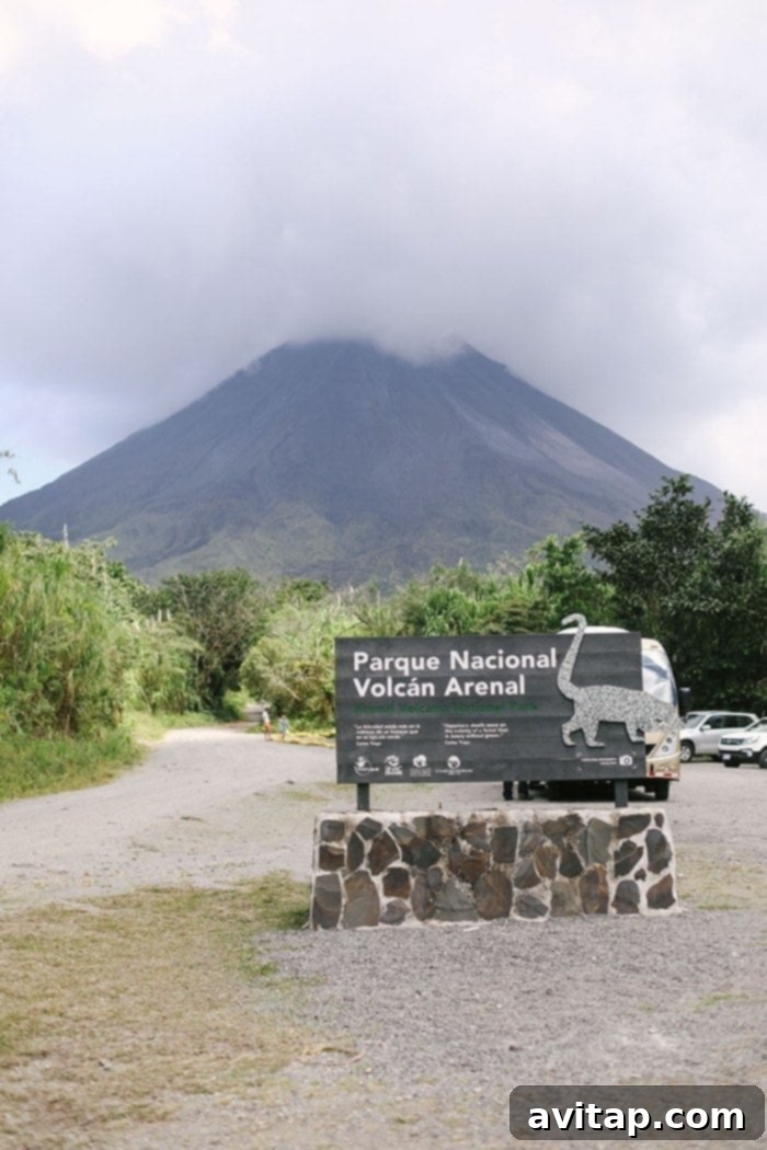 Panoramic view of Arenal Volcano National Park, with lush forests and distant mountains