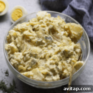 Instant Pot Potato Salad, a healthy and gluten-free recipe with Greek yogurt, ready in 8 minutes of cook time.