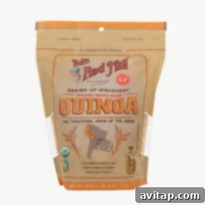 Effortless Instant Pot Quinoa 4 A bag of Bob's Red Mill Quinoa on a white background, ready for cooking.