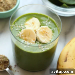 Close-up of a Banana Matcha Smoothie