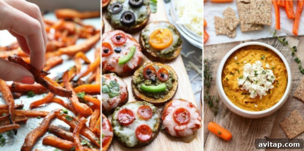 Sweet Potato Snacks & Sides Sweet potato snack ideas including fries, fritters, and hummus.