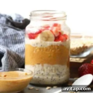 Close-up of vegan overnight oats in a jar.
