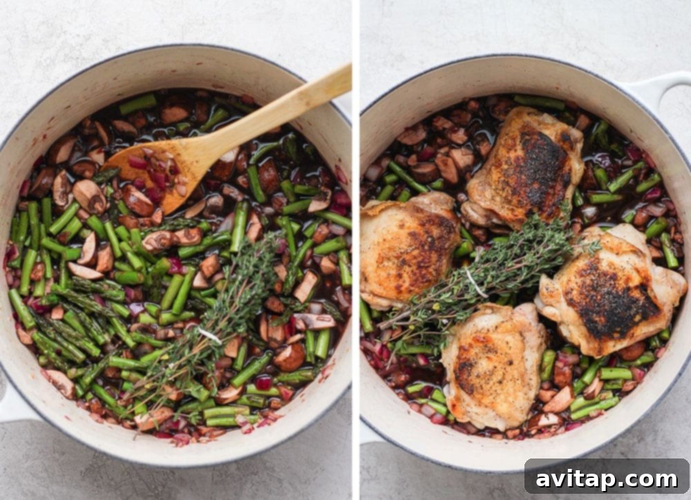 All the delicious ingredients simmering together in a Dutch oven