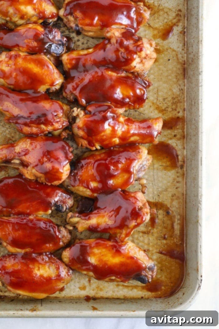 bbq crockpot wings on baking sheet