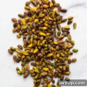 Roasted pistachios on the counter.