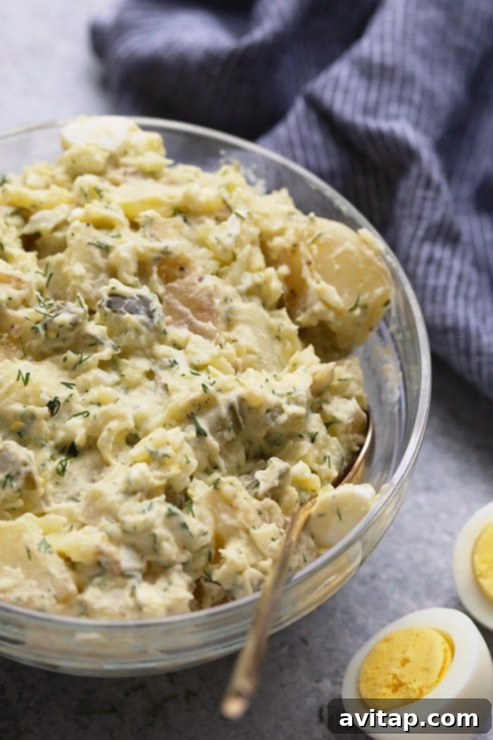 8 minutes in the Instant Pot and you’ve got yourself a delicious, healthy and homemade potato salad. This Instant Pot Potato Salad recipe is naturally gluten-free and lightened up with some Greek yogurt. We love this delicious potato salad recipe because it is packed with all of the classic potato salad fixings, with a healthy twist. Healthy Instant Pot potato salad, gluten-free and lightened with Greek yogurt