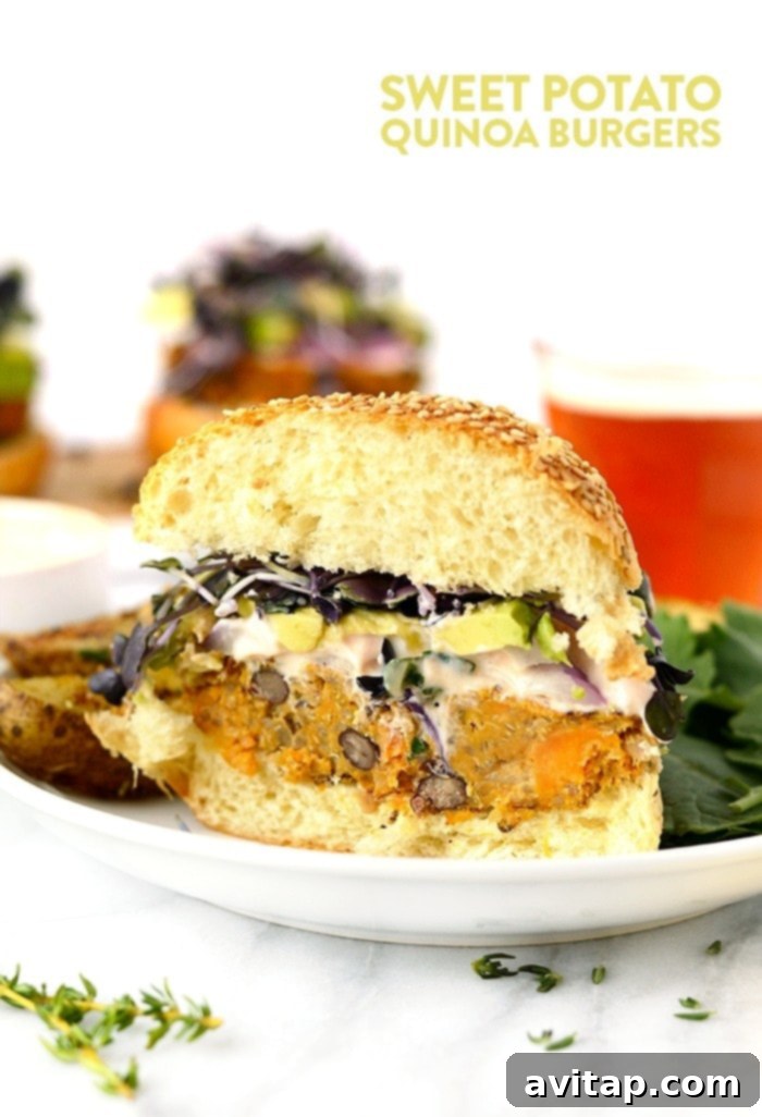 Quinoa sweet potato burgers on a plate.