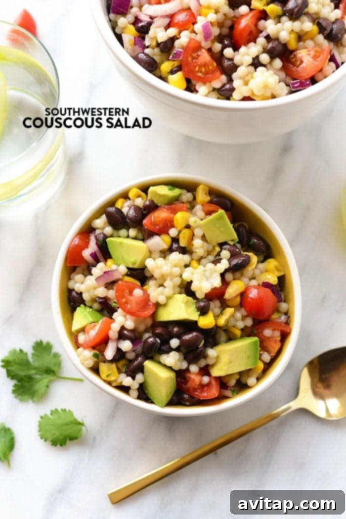 Southwest Black Bean Couscous Salad in a bowl.