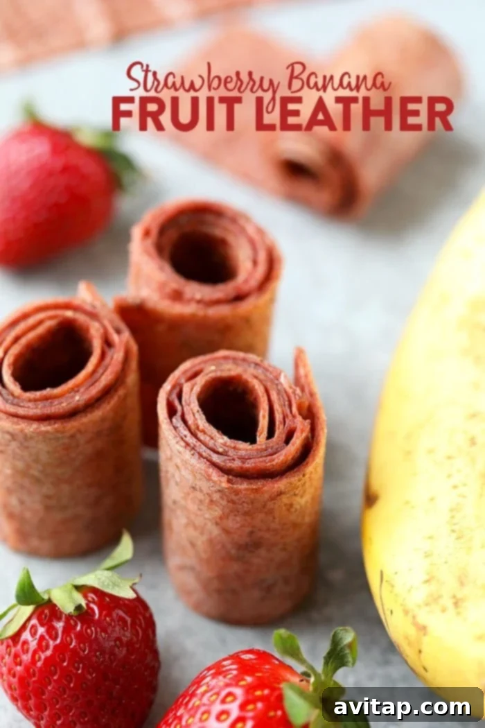 Homemade strawberry banana fruit leather.
