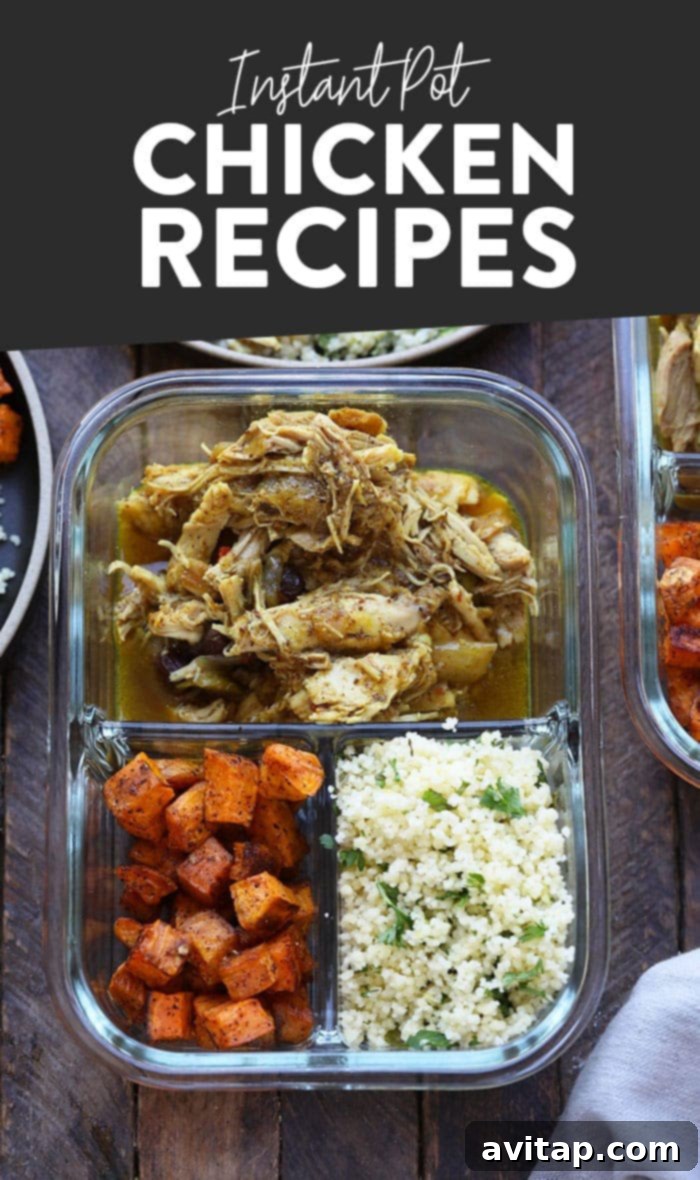 Quick & Healthy Instant Pot Chicken Meal Prep A beautifully presented Instant Pot chicken meal prep, ready for a healthy week.