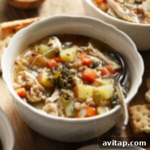 Comforting Turkey Soup 4 A serving of Tuscan Turkey Soup in a bowl