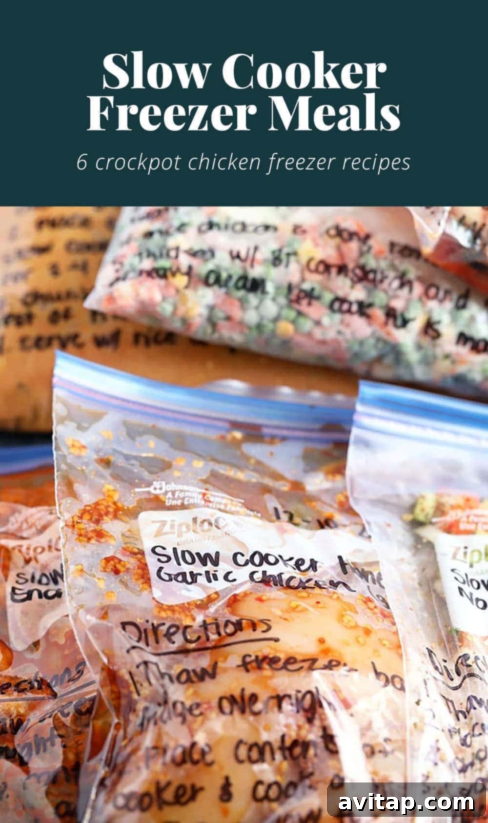 6 Healthy Crockpot Freezer Meals: Simplify Your Dinner Routine Freezer meals ready for the slow cooker, showcasing convenience and healthy eating