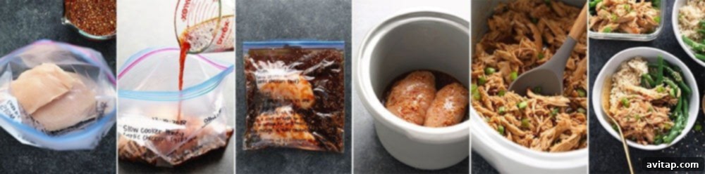 6 Make-Ahead Crockpot Freezer Meals 3 Glazed Crock Pot Honey Garlic Chicken served with rice and broccoli