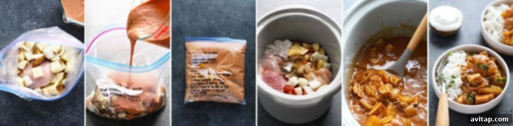 6 Make-Ahead Crockpot Freezer Meals 2 Rich and creamy Slow Cooker Chicken Tikka Masala in a bowl
