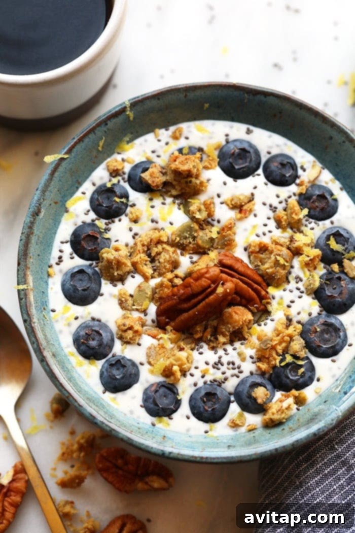 Energizing Chia Yogurt Bowl 2 This chia yogurt bowl is packed with fiber, low in sugar, and is the perfect breakfast to fuel you for the day!