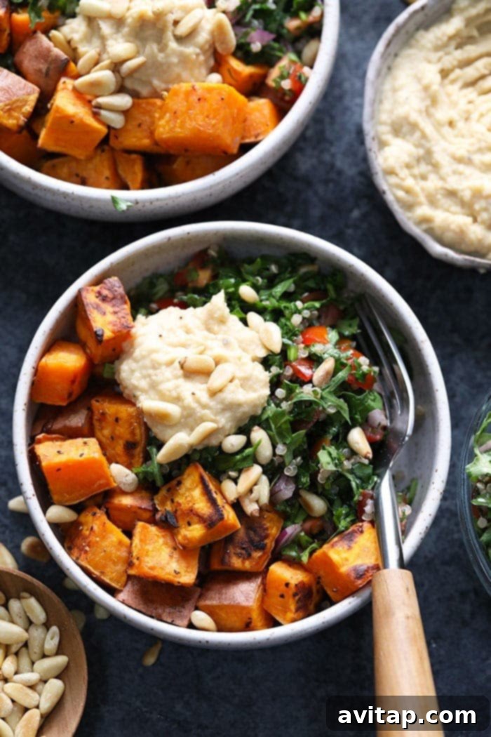 An artfully assembled Mediterranean Vegan Buddha Bowl, showcasing a healthy and delicious plant-based meal.
