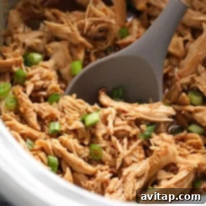 shredded chicken in crock pot.