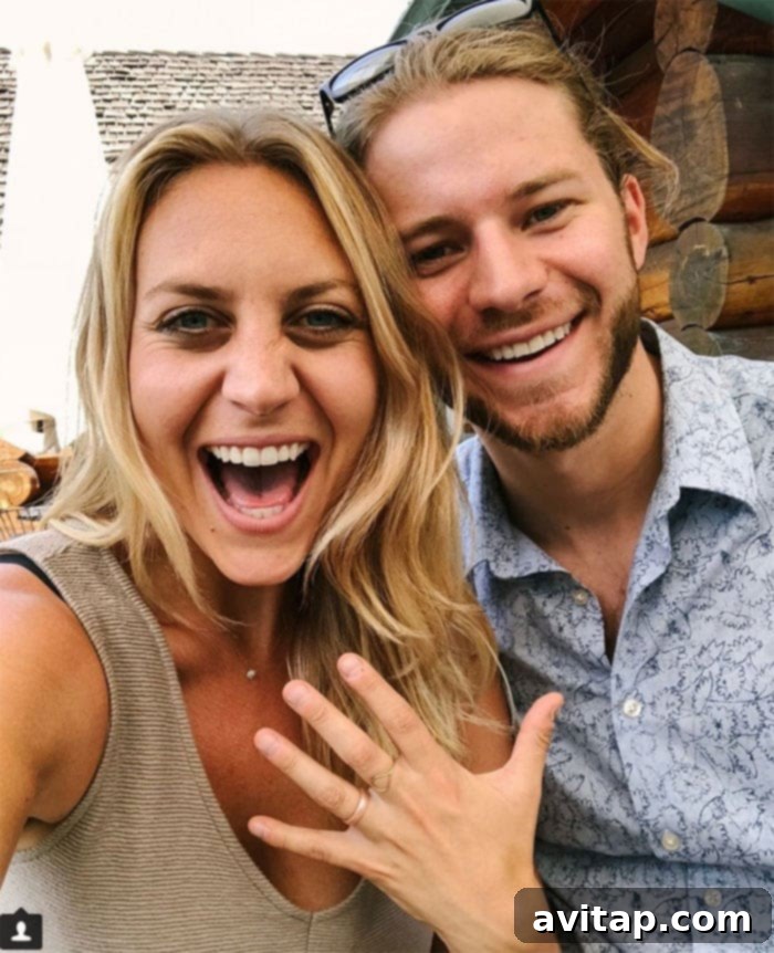 2018 Year in Review 3 Newly engaged couple sharing a joyous moment, showing off the engagement ring.