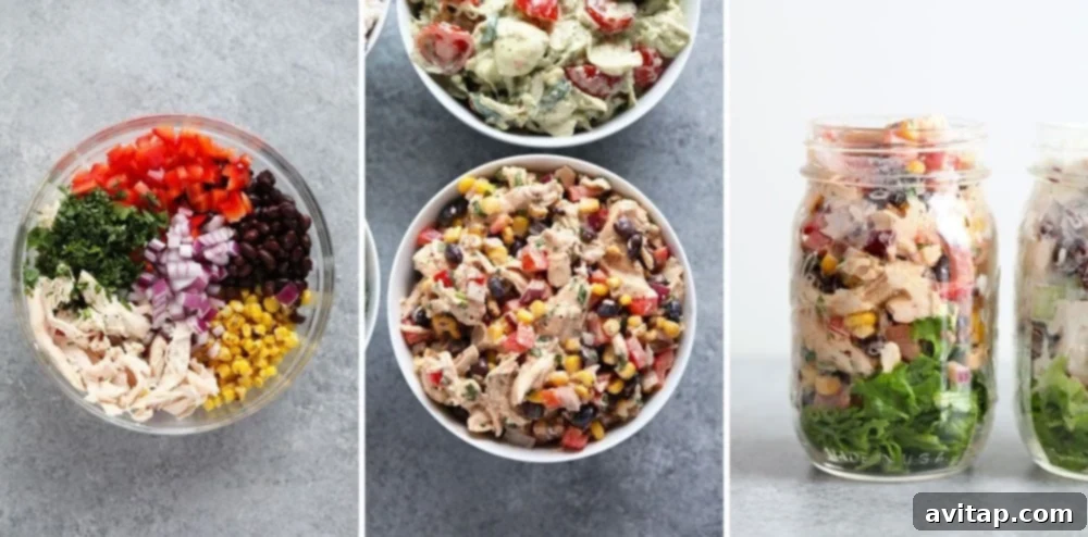 Four Healthy Chicken Salad Recipes 7 Delicious Southwest Chicken Salad with a zesty yogurt dressing, featuring corn and cilantro