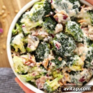 Broccoli salad in bowl.