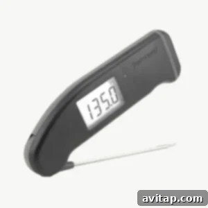 A high-precision meat thermometer, essential for accurate cooking.