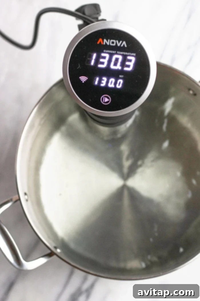 Setting the precise temperature on an Anova sous vide machine