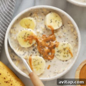 creamy banana overnight oats in a bowl