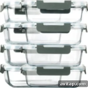 Clear glass containers with lids, perfect for grilled shrimp meal prep.