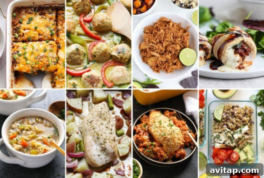 Delicious and healthy dinners featuring chicken, perfectly cooked and ready to eat.