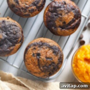 chocolate pumpkin zucchini muffins on a cooling rack