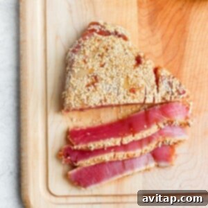 seared ahi tuna on a cutting board