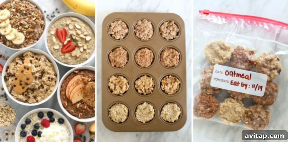 Freezer-friendly steel cut oatmeal portions in a muffin tin