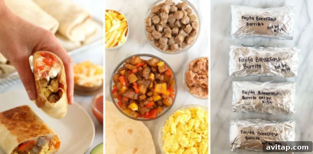 Guide on how to make freezer-friendly fajita breakfast burritos for meal prep