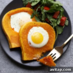 Butternut squash egg in a frame, perfectly roasted with a runny yolk