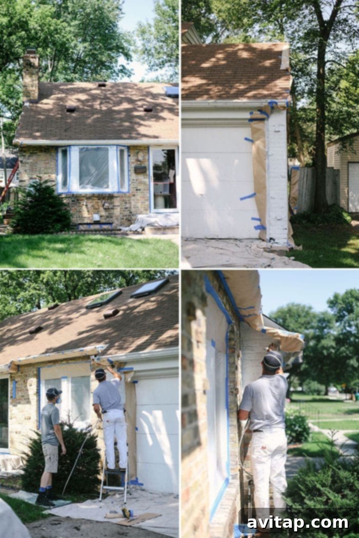 Detailed process of how to paint a brick house exterior