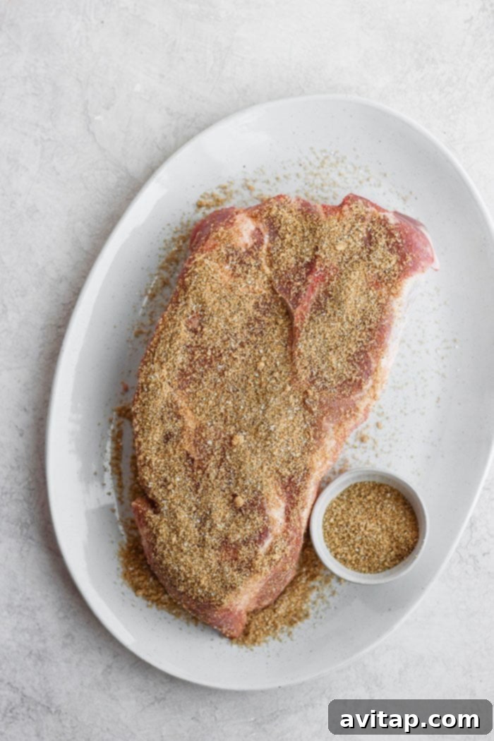 Delicious dry rub for pork on a plate, ready to be applied