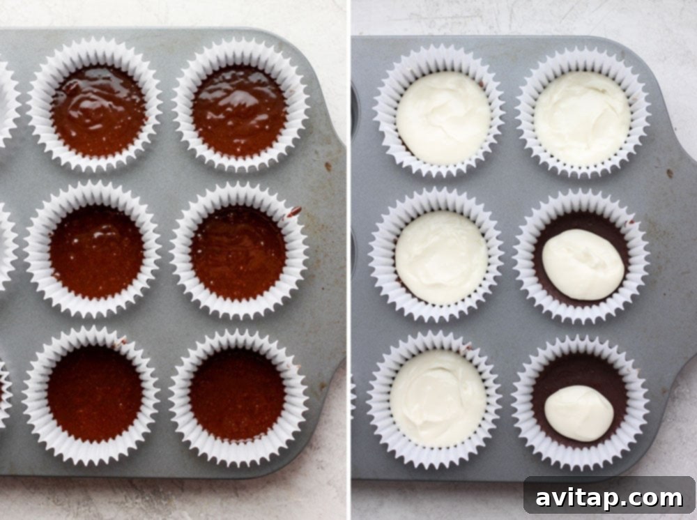 Healthy Peppermint Bark Fat Bombs chilling in a muffin tin, showcasing their perfectly formed shape before the final freeze.