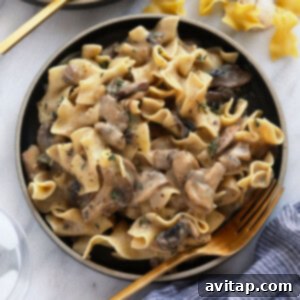 Mushroom stroganoff on a plate