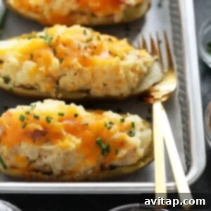 close up of a twice baked potato