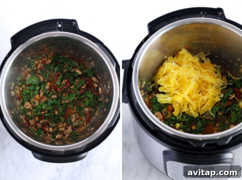 Sautéing kale, sun-dried tomatoes, and tomato paste to create a rich sauce