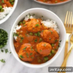 Creamy Tikka Masala Meatballs 2 Tikka Masala Meatballs in a bowl