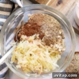 A bowl of apple cinnamon overnight oats.