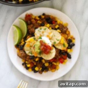 Easy taco casserole on a plate, ready to enjoy