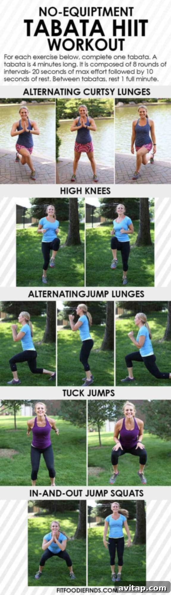 Dynamic no-equipment Tabata HIIT workout for lower body and cardio. Complete in 25 minutes to torch calories and build strength at home.