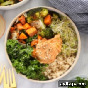 vegetarian brown rice bowl ready to be served